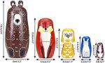 Conzy Russian Nesting Dolls for Kids, Stacking Wooden Handmade Matryoshka Dolls, 5 Piece Cute Cartoon Animal Pattern, Great Toy Gift for Girls Boys' Birthday or Home Decoration (Brown)