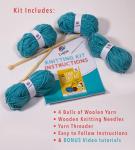 CraftLab Knitting Kit for Beginners, Kids Adults Seniors Includes All Knitting Supplies: Wool Yarn, Knitting Needles, Yarn Needle and Instructions – Fantastic DIY Gift Learn to Knit Arts & Crafts Kit