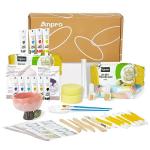 Air Dry Clay for Adults, Air-Dry Clay Starter Kit for Beginners Clay Kit, Home Made Pottery Set, DIY Air-Dry Clay Kit, Pottery Kit w/Paint Set, Varnish, 10 Paint, Brushes, Sponge