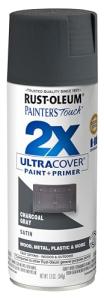 Rust-Oleum 350373 Painter's Touch 2X Ultra Cover Spray Paint, 12 oz, Satin Charcoal Gray