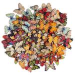 100 PCS Colorful Butterfly Wooden Buttons for DIY Scrapbooking