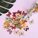 100 PCS Colorful Butterfly Wooden Buttons for DIY Scrapbooking
