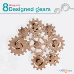 MANN MAGNETS Gears Toys for Kids - 8 Pcs Stacking Gears, Beech Wood and Neodymium Magnet, Handmade Magnetic Gears for Kids, STEM Activity Toy Set, Spinning Toys for Toddlers 3 Years and Above