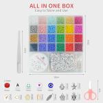 Dowsabel 4000Pcs 4mm Glass Seed Beads for Jewelry Bracelet Making Kit, 24 Colors Friendship Bracelet Making Kit, Waist Beads Set with Letter Beads Charms, DIY Art Craft Girls Gifts
