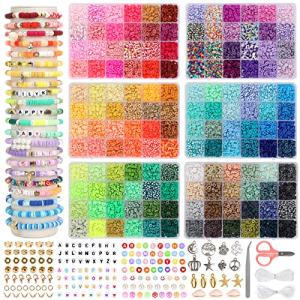 QUEFE 15000pcs, 144 Colors Clay Beads, Charm Bracelet Making kit for Girls 8-12, Polymer Heishi Beads for Jewelry, for Crafts Christmas Gifts