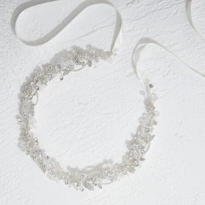 SWEETV Silver Wedding Headpieces for Bride Handmade Bridal Headband with Rhinestones Hair Accessories Hair Vine for Women