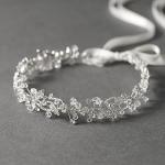 SWEETV Silver Wedding Headpieces for Bride Handmade Bridal Headband with Rhinestones Hair Accessories Hair Vine for Women