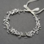 SWEETV Silver Wedding Headpieces for Bride Handmade Bridal Headband with Rhinestones Hair Accessories Hair Vine for Women