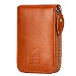 BRASS TACKS Leathercraft Vintage Handmade Full Leather Front Pocket Wallet RFID Blocking Multi Card Case with Zipper Pocket for Men Women with Box Packing (Brown)