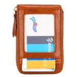 BRASS TACKS Leathercraft Vintage Handmade Full Leather Front Pocket Wallet RFID Blocking Multi Card Case with Zipper Pocket for Men Women with Box Packing (Brown)