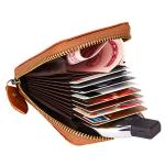 BRASS TACKS Leathercraft Vintage Handmade Full Leather Front Pocket Wallet RFID Blocking Multi Card Case with Zipper Pocket for Men Women with Box Packing (Brown)