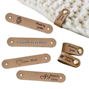 Custom Labels for Crochet and Knits Projects,Personalized Handmade Leather Embossed Tags Embellishment with Rivets,Cute Labels Handmade Items,DIY Jeans Bags Shoes Hat Crafts (Pack of 10)
