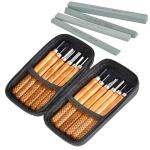 TIMESETL 17Pack Small Wood Carving Set, 12pcs Wood Carving Tools SK2 Carbon Steel + 4pcs Whetstone + 1pcs Storage Case for Beginners DIY Woodworking Sculpting Whittling with Safety Cap