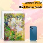 Simetufy Canvas Boards for Painting 12 Pack,8 x 10 Inch Painting Canvas Panels, Blank Canvas for Painting- Gesso Primed Acid-Free 100% Cotton for Acrylics Oil Watercolor Tempera Paints