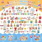 100pcs Birthday Scrapbook Cardstock Die Cuts - DIY Embellishments