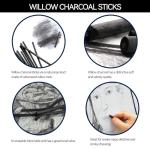 PANDAFLY Willow Charcoal Sticks, Soft, Black Artist Vine Charcoal for Artists, Beginners, Students, Great for Sketching, Drawing, Shading and Fine Art, 7-9mm, 25 Pack