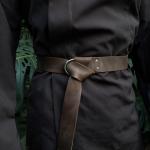 Hide & Play, Medieval Belt with Half Ring Closure, Renaissance Style, Adjustable Strap for Viking, Ogre and Pirate Cosplay, Vintage Strap, Costume Parties, Full Grain Leather, Handmade, Bourbon Brown