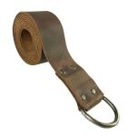 Hide & Play, Medieval Belt with Half Ring Closure, Renaissance Style, Adjustable Strap for Viking, Ogre and Pirate Cosplay, Vintage Strap, Costume Parties, Full Grain Leather, Handmade, Bourbon Brown