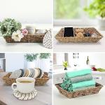 Boho Coasters for Drinks with Seagrass Basket Holder Set,12 Pcs Handmade Woven Absorbent Insulating Coasters for Coffee Table,Table Home Decor