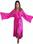 muslin babies muslin.babies Handmade Evil Eye Kimono - Fuchsia Festival Women Clothing - Bohemian Robe - Boho Cotton Cardigan - Dressing Gown