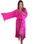 muslin babies muslin.babies Handmade Evil Eye Kimono - Fuchsia Festival Women Clothing - Bohemian Robe - Boho Cotton Cardigan - Dressing Gown