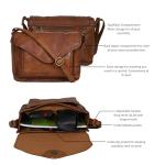 Ozora Handmade Leather Flapover Crossbody Purse for Women with Adjustable Strap & Overflap Snap Closure Tote/Bag (Tan Wash)