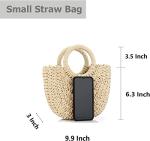 Rattan Handmade Straw Tote Handbag Beach Shoulder Bag Summer Beach Rattan Bag Straw Bag (Brown)