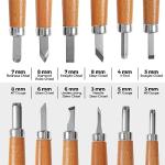 Schaaf Wood Carving Tools 12pc Wood Carving Kit, | Precision Japanese Pen Chisel Set, Beginner Learning Material, Sharpening Supplies | Multipurpose Wood Carving Knives, Linocut Tools (Small Handles)