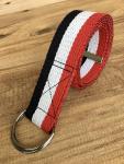 White Navy Red Canvas Cotton Woven D Ring Belt, 1.5" Webbing Handmade Belts for Women and Men, Striped Unisex Fabric Belt, Handmade Gift ideas (Small 36")