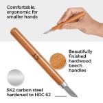 Schaaf Wood Carving Tools 12pc Wood Carving Kit, | Precision Japanese Pen Chisel Set, Beginner Learning Material, Sharpening Supplies | Multipurpose Wood Carving Knives, Linocut Tools (Small Handles)