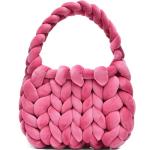 Handwoven Tote Bags for Women Chunky Yarn Knit Shoulder Bag Handmade Braided Purse(Red)