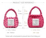 Handwoven Tote Bags for Women Chunky Yarn Knit Shoulder Bag Handmade Braided Purse(Red)