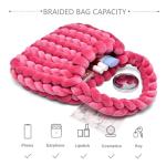 Handwoven Tote Bags for Women Chunky Yarn Knit Shoulder Bag Handmade Braided Purse(Red)