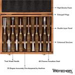 IMOTECHOM 12-Pieces Woodworking Wood Carving Tools Chisel Set with Wooden Box, Razor Sharp CR-V 60 Steel Blades
