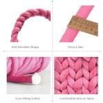 Handwoven Tote Bags for Women Chunky Yarn Knit Shoulder Bag Handmade Braided Purse(Red)