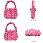 Handwoven Tote Bags for Women Chunky Yarn Knit Shoulder Bag Handmade Braided Purse(Red)