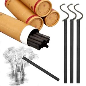 Gueevin 100 Pieces Willow Charcoal Sticks, Willow Charcoal, Soft Black Drawing Charcoal for Sketching and Drawing Art Sketch Artists Supplies, 5.7 Inch in Length, 5-7 mm in Diameter