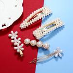 Women Hair Accessories 18PCS Handmade Simulation Pearl Barrettes Clip Set Geometric Flower Bobby hairpin Girls Headwear…