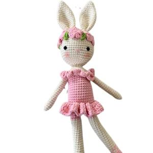 Ballerina Bunny Girl Pink Handmade Bunny Crochet Bunny Plushie Doll, Amigurumi doll, baby doll toddler gifts baby shower gifts Baby nursery decor Easter Gifts Easter Rabbit