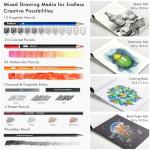 Shuttle Art 116 PCS Drawing Kit, Complete Drawing Supplies with Sketch Pencils, Colored Pencils, Graphite, Charcoal Sticks, Professional Drawing Tools and Paper Pads for Artists, Beginners and Kids