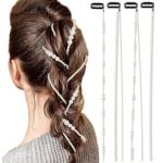 LiaSun Faux Pearls Hair Accessories Hand-made Imitation Pearl Hair Chains Hair Clip Wedding Artificial String of Pearls for Braids for Women,Pack of 4