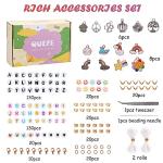 QUEFE 9600pcs 4mm Glass Beads for Bracelets Kit, 96 Colors Small Beads Seed Beads Letter Beads with Pendant Charms for Jewelry Making, Craft Gifts