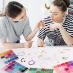 QUEFE 9600pcs 4mm Glass Beads for Bracelets Kit, 96 Colors Small Beads Seed Beads Letter Beads with Pendant Charms for Jewelry Making, Craft Gifts