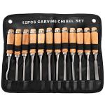 Dicunoy 12 PCS Wood Carving Tools, Gouges Woodworking Chisels, Full Size Wood Carving Knifes for Beginner, Hobbyists, Professionals, Artistic, Gifts for Him, Father's Day