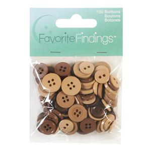 Natural Brown Round Buttons - Assorted Sizes (130/Pkg)