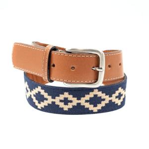 GauchoLife Handmade Woven Polo Belt - Guarda Pampas Design, Crafted from Full Grain Leather (Blue, 38)
