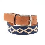 GauchoLife Handmade Woven Polo Belt - Guarda Pampas Design, Crafted from Full Grain Leather (Blue, 38)