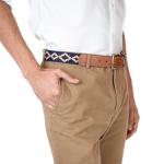 GauchoLife Handmade Woven Polo Belt - Guarda Pampas Design, Crafted from Full Grain Leather (Blue, 38)