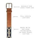GauchoLife Handmade Woven Polo Belt - Guarda Pampas Design, Crafted from Full Grain Leather (Blue, 38)