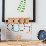 joycraft 100Pcs Self Adhesive Bracelet Display Cards,Kraft Handmade with Love Blank Cards, Jewelry Packaging for Selling, Hanging Display Cards for Jewelry, Bracelet, and Necklace(4“x1.5"）